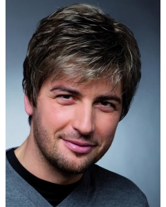 Fashionable White Monofilament Straight Short Lace Front Human Hair Men Wigs