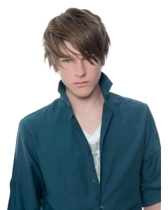 Brown Straight Remy Human Hair Natural Men Wigs