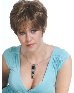 Monofilament Suitable Straight Short With Bangs Hand-Tied Synthetic Women Wigs