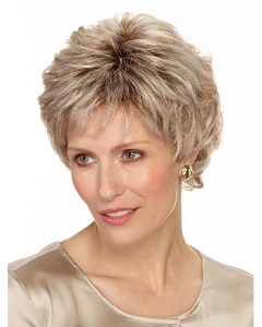 Grey Wavy Short Layered Fabulous Monofilament Synthetic Women Wigs
