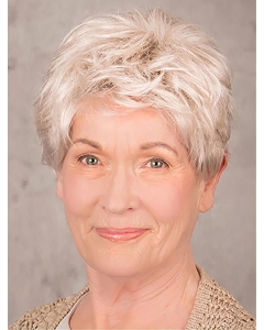 Short 8" 100% Hand-tied Grey Synthetic Layered Elderly Women Wig 