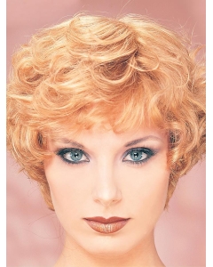 Wavy Auburn Short Monofilament Classical Human Hair Women Wigs