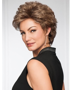 Wavy 4" Brown Synthetic Short Capless Women Wigs