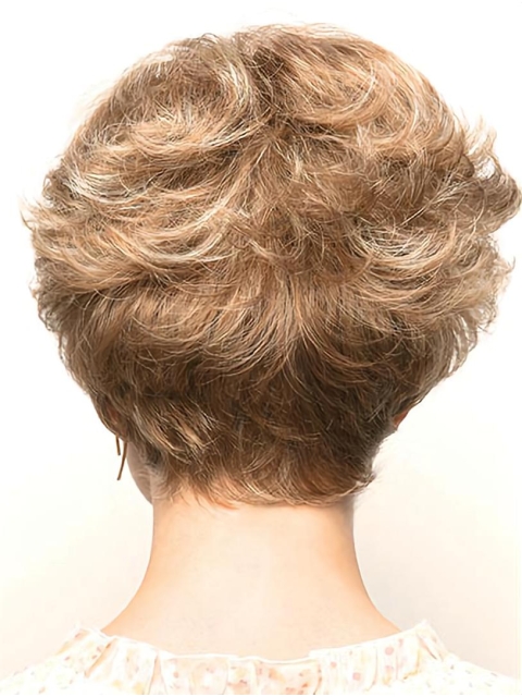 Blonde 8" Boycuts Wavy Short Sassy Monofilament Synthetic Women Wigs