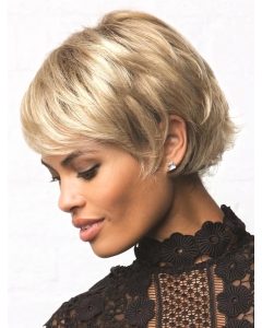 Blonde 8" Wavy Short Monofilament Synthetic African American Women Wigs