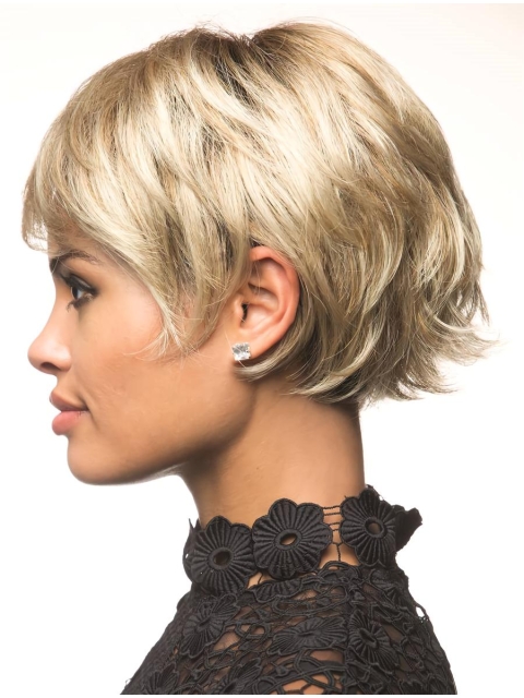 Blonde 8" Wavy Short Monofilament Synthetic African American Women Wigs