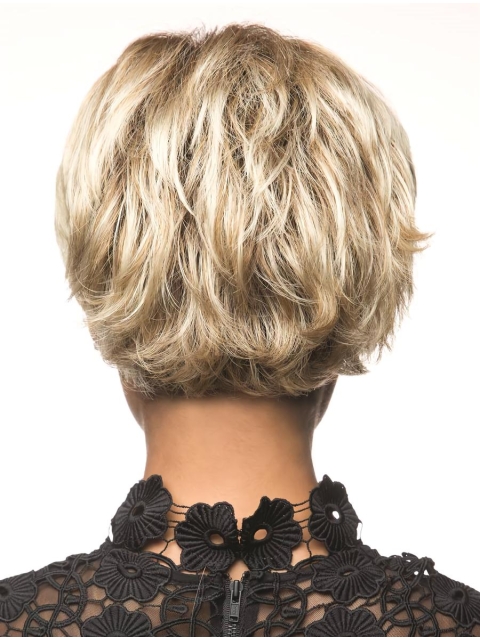 Blonde 8" Wavy Short Monofilament Synthetic African American Women Wigs