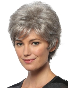 Wavy 8" Capless Short Synthetic Grey Women Wigs