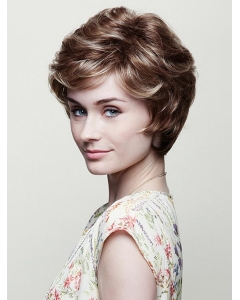 8" Wavy Brown Classic Short Capless Synthetic Women Wigs