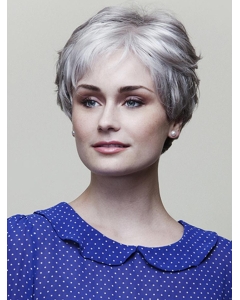 8" Wavy Short Ombre/2 tone Lace Front Synthetic Grey Women Wigs