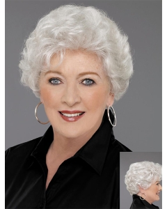 Affordable Wavy Short Monofilament Remy Human Hair Grey Women Wigs