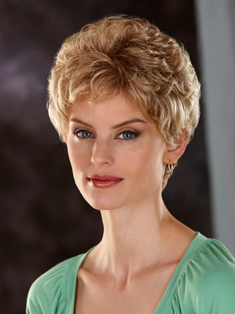Best Blonde Wavy Short Monofilament Classic Synthetic Women Wigs
