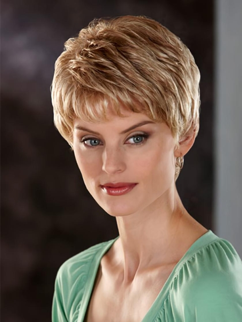 Best Blonde Wavy Short Monofilament Classic Synthetic Women Wigs