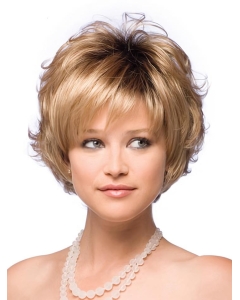 Designed Blonde Wavy Short Capless Synthetic Women Wigs