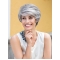 Wavy Short Smooth Lace Front  Human Hair Grey Lady  Wigs