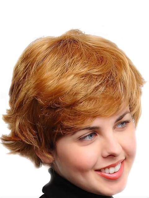 Best Auburn Wavy Short Capless Synthetic Women Wigs