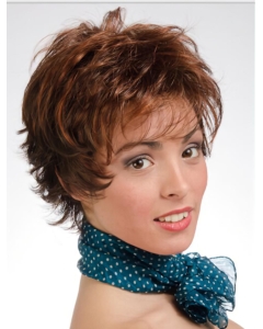 Hot Wavy Short Auburn Layered Capless Excellent Synthetic Women Wigs
