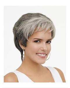 High Quality Wavy Short Monofilament Synthetic Grey Women Wigs