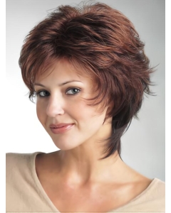 Sassy Monofilament Layered Wavy Short Synthetic Women Wigs For Cancer