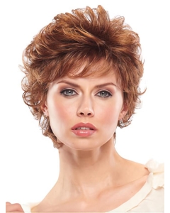 Shining Auburn Wavy Short Capless Synthetic Women Wigs For Cancer