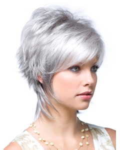 Traditional Wavy Short Lace Front Synthetic Grey Women Wigs