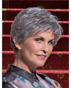 Gentle Wavy Short Hand-Tied Synthetic Grey Women Wigs