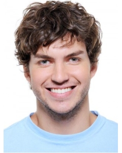 No-fuss Auburn Wavy Short Lace Front Synthetic Men Wigs