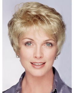 Top Blonde Wavy Short Layered Monofilament Synthetic Women Wigs