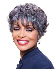 Wavy Short Capless Synthetic Grey Women Wigs