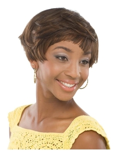 Gorgeous Brown Wavy Short Capless Human Hair African American Women Wigs