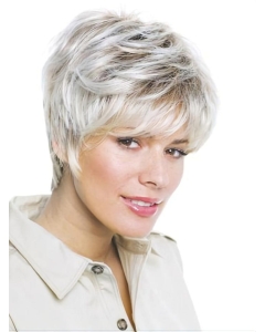 Modern Wavy Short Lace Front Synthetic Grey Women Wigs