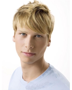 Amazing Blonde Wavy Short Hand-Tied Human Hair Men Wigs
