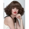 12" Curly Brown Shoulder Length Monofilament Human Hair Women Bob Wigs
