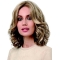 Blonde Shoulder Length  Curly  Without Bangs Lace Front Synthetic  Medium Length Women Wigs