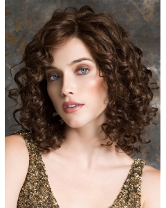 Remy Human Hair 12" Curly Exquisite Shoulder Length 100% Hand-tied Wigs
