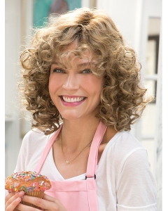 Popular 12" Curly Shoulder Length Layered Mono Synthetic Women Wigs