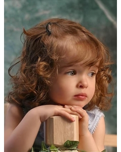 Glamorous Auburn Curly Shoulder Length Lace Front Human Hair Kids Wigs