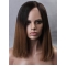 Inspired Ombre Medium Length Straight Lace Front Human Hair Women Wig