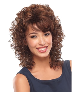 Unique Auburn Curly Shoulder Length lace Front Classic Synthetic Women Wigs