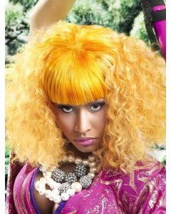 13" Curly Ombre/2 tone With Bangs Shoulder Length Capless Synthetic Women Nicki Minaj Hair