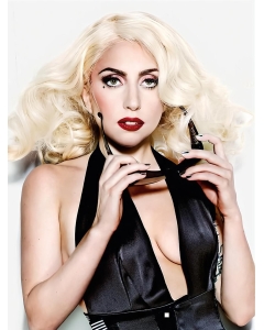 Ideal Blonde Layered Curly Shoulder Length Synthetic Lady Gaga Women Wigs