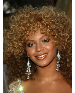 Style Blonde Curly Shoulder Length Lace Front Synthetic Beyonce Wigs For Women