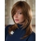 Brown Straight With Bangs Shoulder Length Hand-Tied Human Hair Women Wigs
