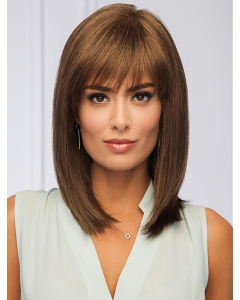 Brown Straight Shoulder Length Monofilament Synthetic Women African Hairstyles Wigs