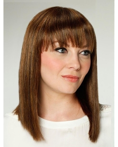 14" Brown Shoulder Length With Bangs Straight Best Synthetic Wigs