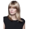 Natural Blonde Straight Shoulder Length With Bangs Hand-Tied Synthetic Medium Women Wigs