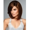Brown Straight Shoulder Length  100% Hand-tied Human Hair Bob Style Women Wigs