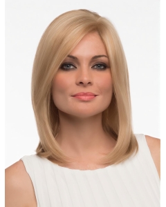Blonde Straight Shoulder Length Without Bangs Monofilament Human Hair Women Wigs