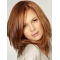 Fashionable Auburn Straight Shoulder Length Lace Front Human Hair Women Celebrity Wigs
