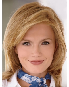 Blonde Medium Straight Hand-Tied Synthetic Easeful Women Wigs